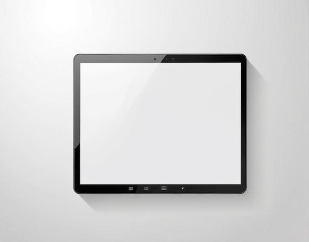 a tablet with a blank screen on a white background