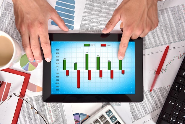 Tablet with chart