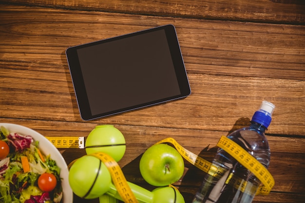 Tablet with indicators of healthy lifestyle