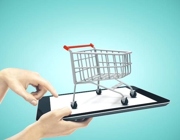 Tablet with shopping cart