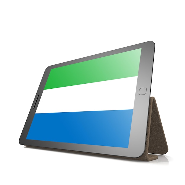 Foto tablet con bandiera sierra leone