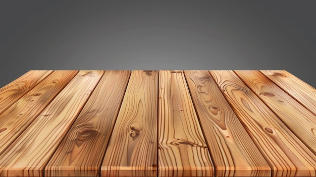 Фото Настольный элемент дизайна интерьера 3d современная иллюстрация коричневой деревянной доски кухни верхняя перспектива деревянного стола