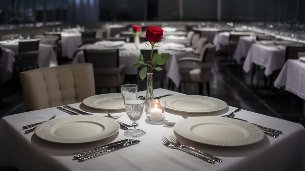 Tabletop looking out to empty restaurant