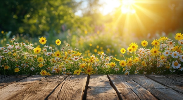 a tabletop with beautiful flowers in springtime sunshine