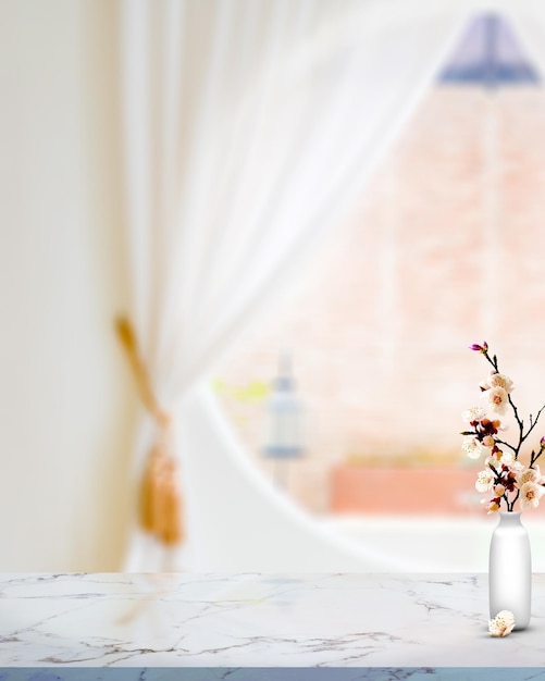 tabletop with blurred window background backdrop for product display