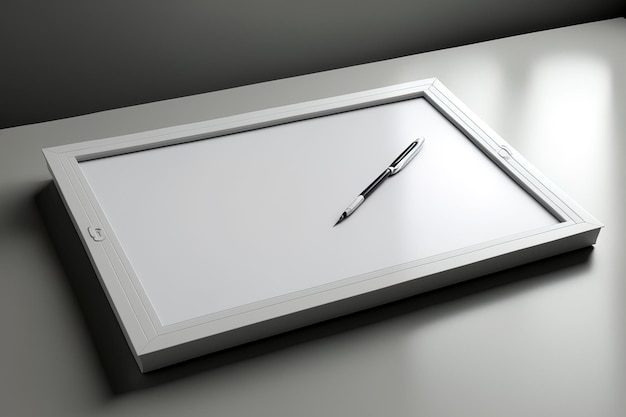 Tabletop writing surface with white frame