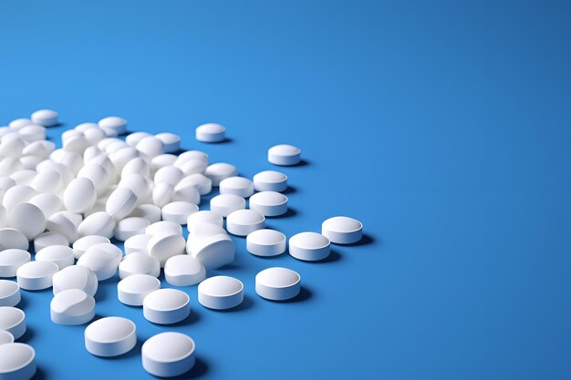 Tablets of paracetamol on bluehealthcare concept