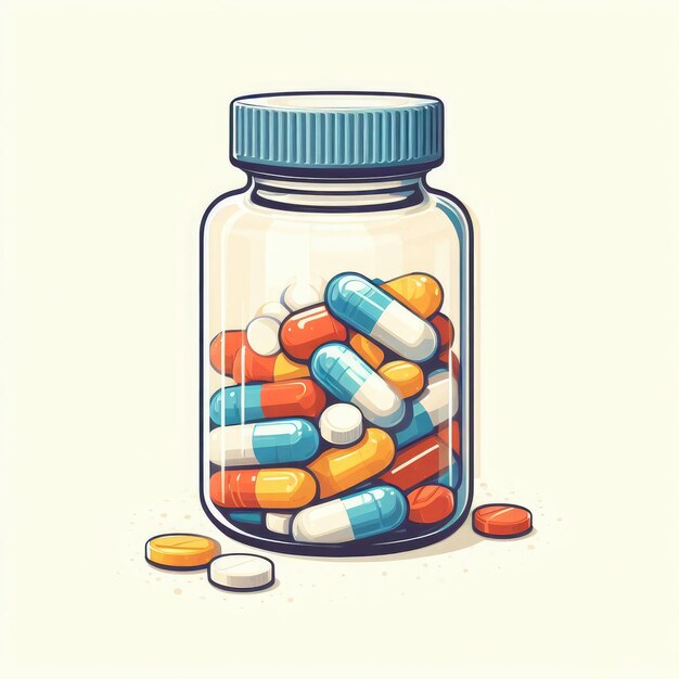 Photo tablets and pills on bottle