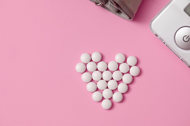 Tabletten zijn ingedeeld in de vorm van een hart