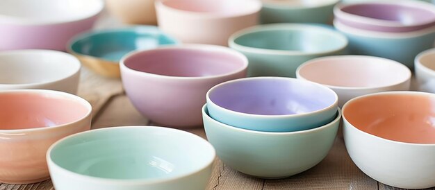 Photo tableware shop that sells bowls dishes and cups in pastel colors