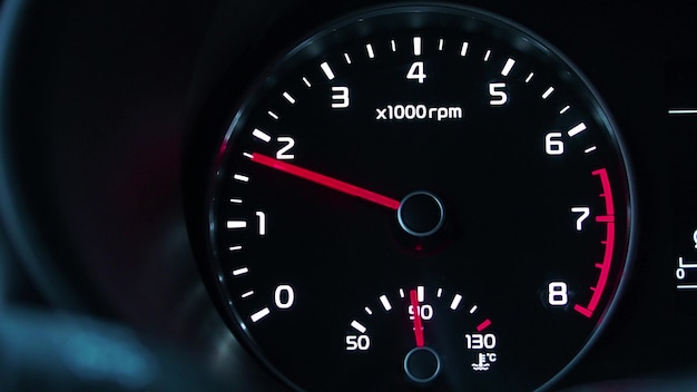 The tachometer shows revolutions in the car.