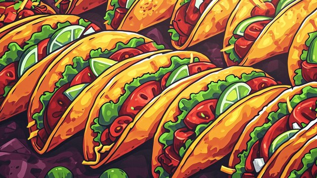 Photo taco extravaganza a vibrant pop art celebration of tacos