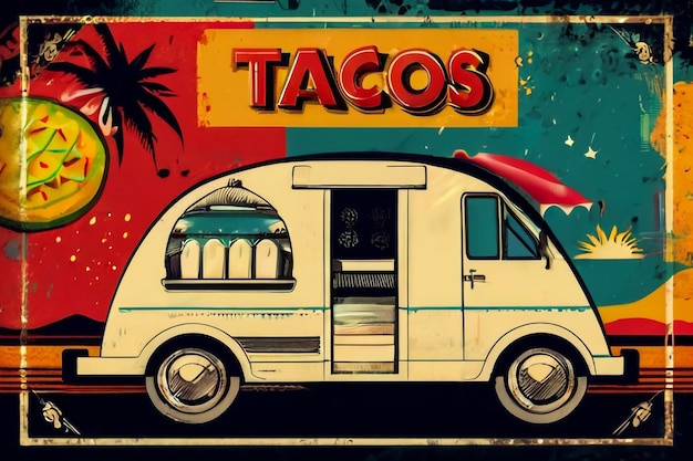 Taco fast food vector Menu comic style