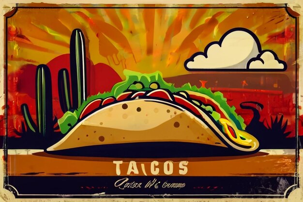 Taco fastfood vector Menu strip stijl