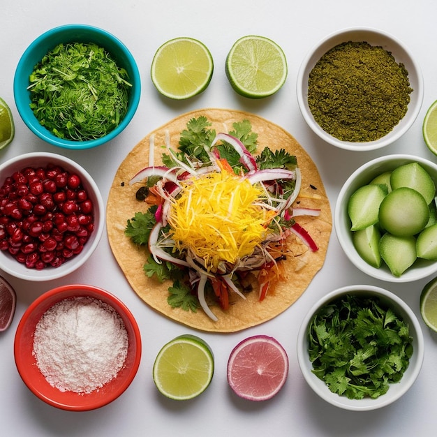 Photo taco ingredients flat lay