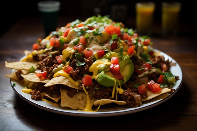 Taco nachos mexican street food