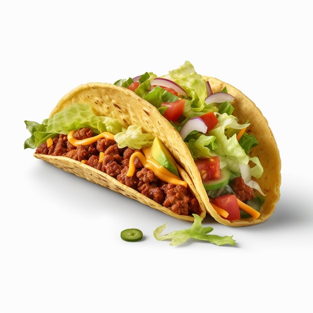 A taco that has a taco that has a beef taco on it.