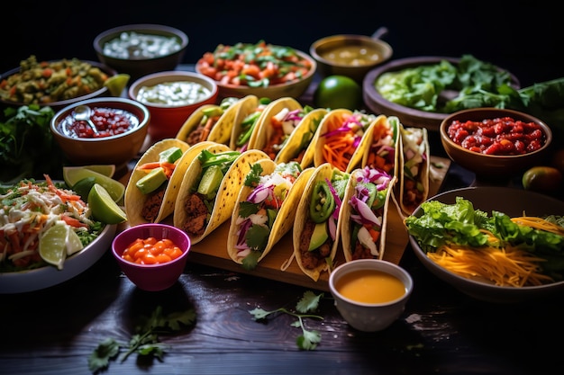 Taco Tuesday Fiesta with Colorful Taco Selection