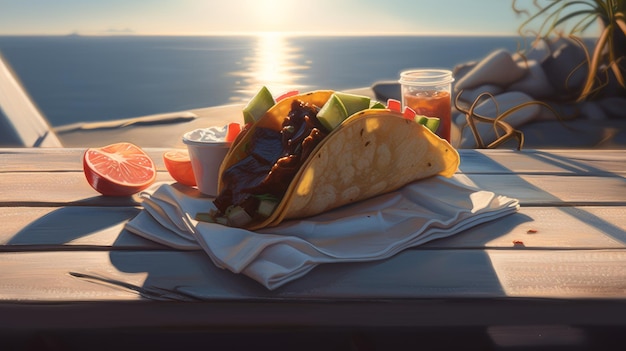 Taco With Cream And Ice Cream In The Sun