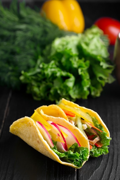 Taco with fresh vegetables 