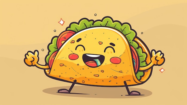 Photo taco with thumbs up cartoon mascot character illustration