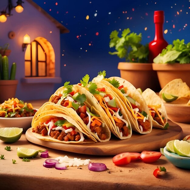 Фото Иллюстрация на рекламном плакате tacos