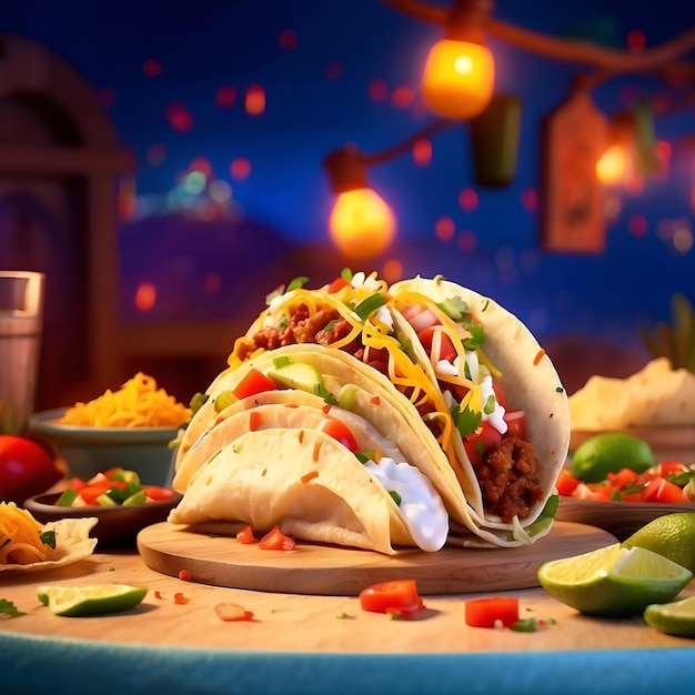 Tacos Commercial Food Poster Illustration