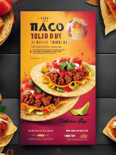 Tacos food posterFlyer Illustratie van een vintage en grunge poster met textuur