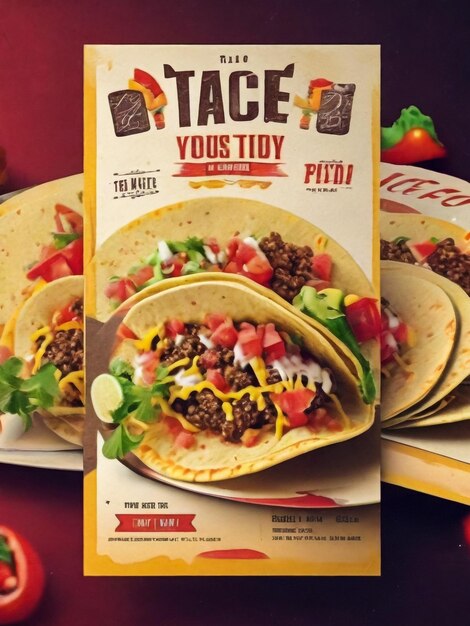 Tacos food posterFlyer Illustration of a design vintage and grunge textured poster