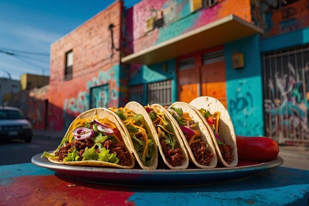 Tacos geserveerd op een trendy leisteen bord