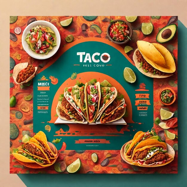 Tacos handgetekende illustratie Mexicaanse keuken frame Fast food menu ontwerp elementen Tacos hand getekende frame Mexicaanse voedsel