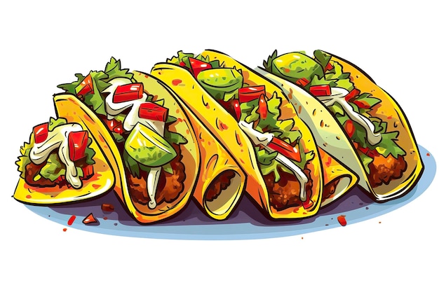 Tacos illustration Food illustration Generative AI