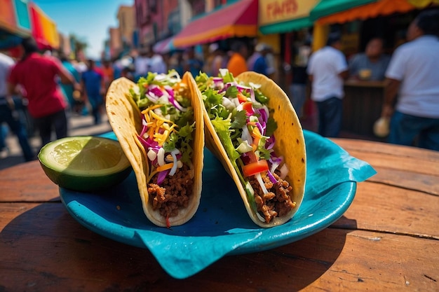 Tacos met een achtergrond van een feestelijk