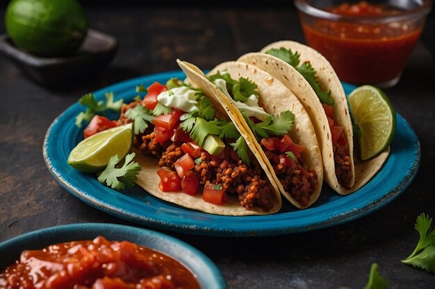 Tacos met zelfgemaakte rode salsa