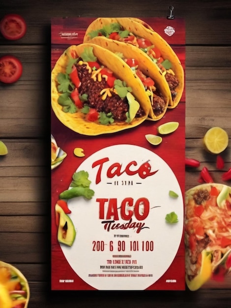 Tacos Mexican Food Day Ads Banner Concept Poster Card with Cactus Vector illustration