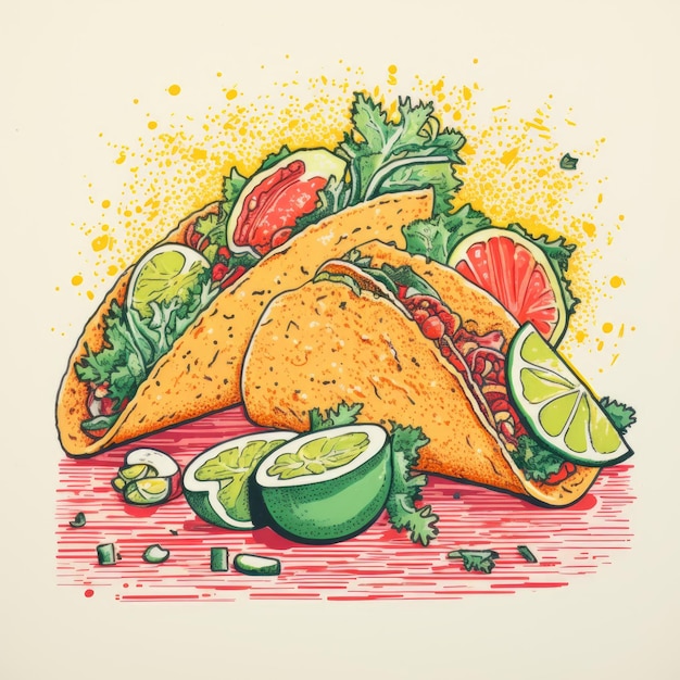 Tacos in retro style Generative AI