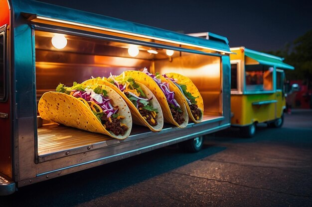 Photo tacos served in a modern food tru