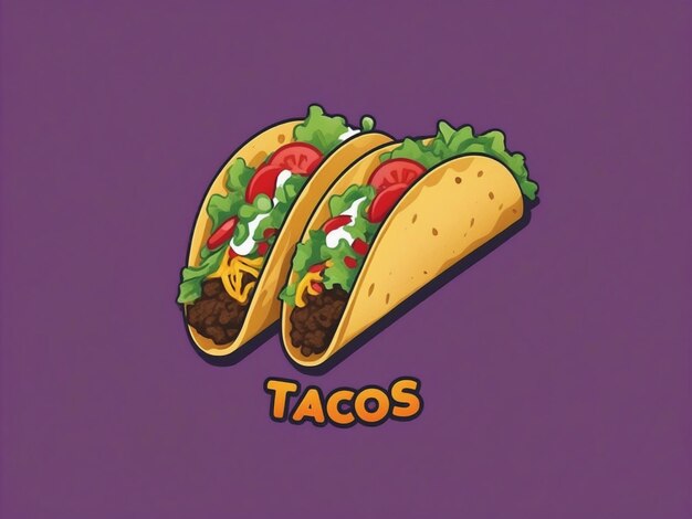 Tacos Sticker Logo Design Illustration