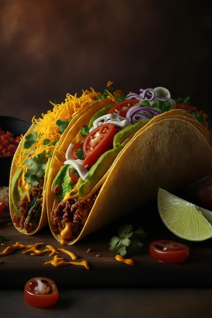 Tacos street fast food mexican cuisine popular dish