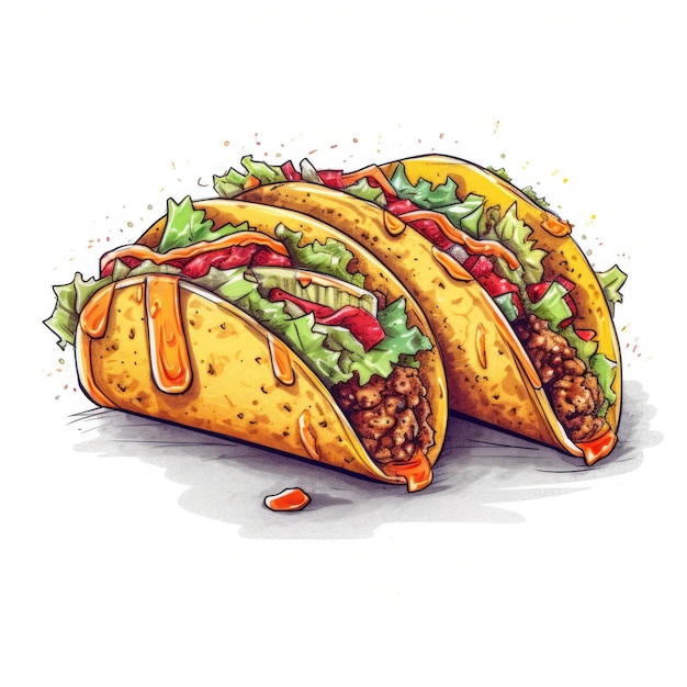 Tacos On White Background Logo Digital Art Generative AI