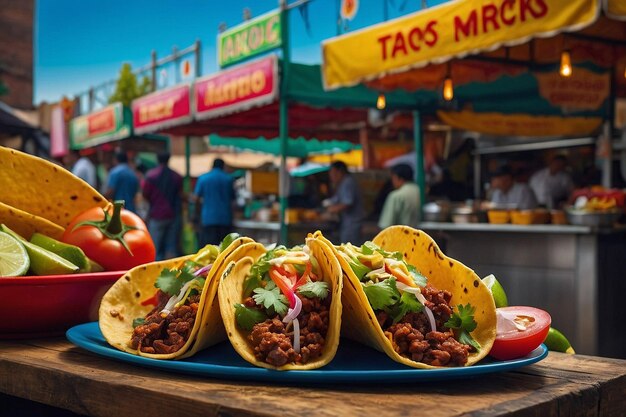 Tacos with a background of a vibrant