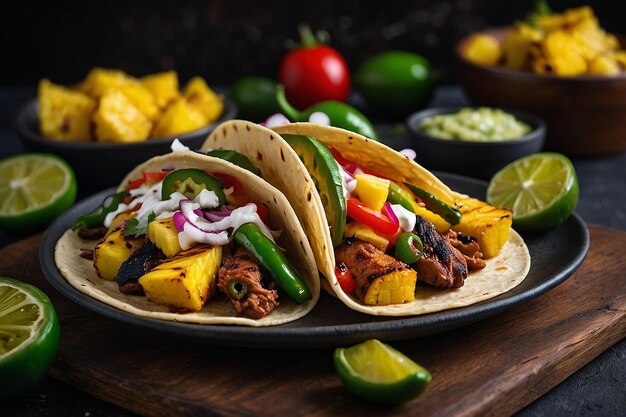Tacos with Grilled Pineapple and Jalapenos