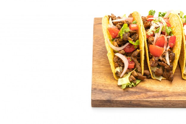 tacos with meat and vegetables isolated