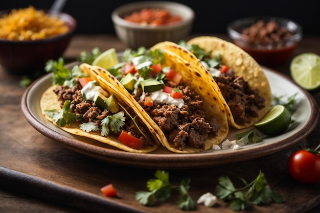 tacos with meat and vegetables Mexican food style