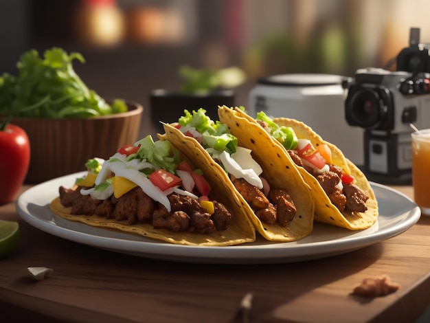 tacos with meat and vegetables Mexican food style