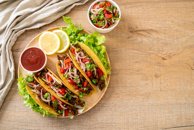 tacos with meat and vegetables