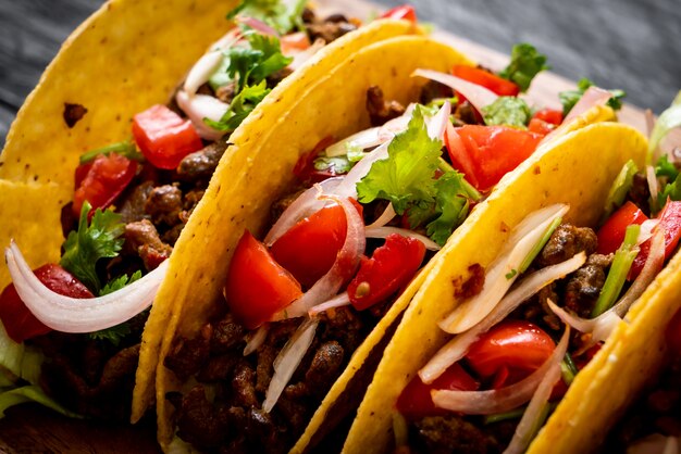 Photo tacos with meat and vegetables