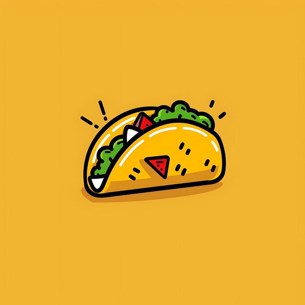 Photo tacos with a pop art style taco design featuring a bold colo icon logo symbol tshirt tattoo design