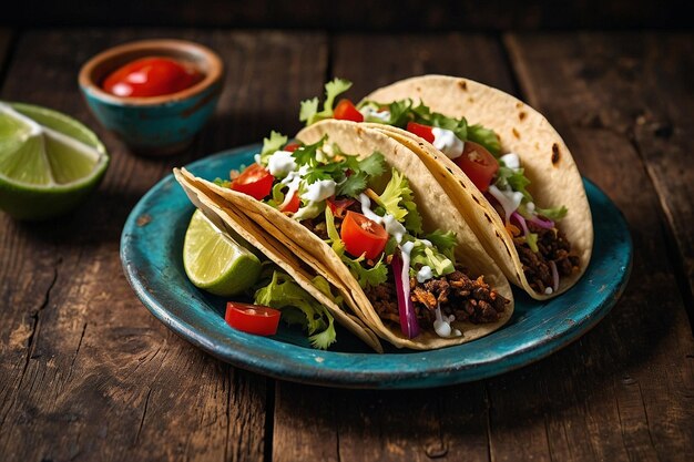 Tacos with a rustic and wornout wood