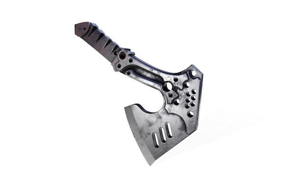 Tactical ax 3d render in white background